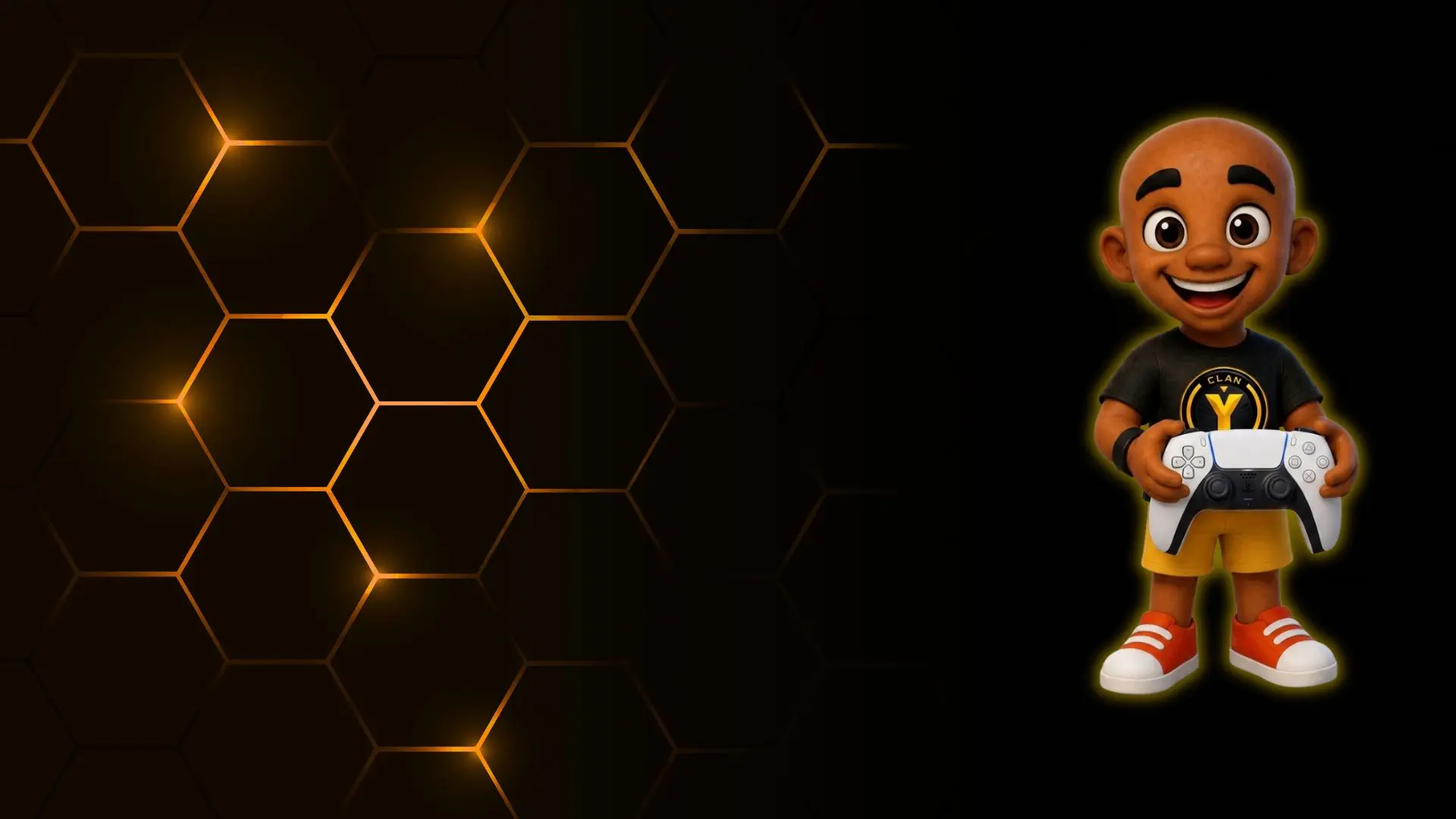 Mascote 3D da CLAN Y GAMER segurando um controle de videogame, simbolizando a assistência técnica especializada em consoles em Manaus.