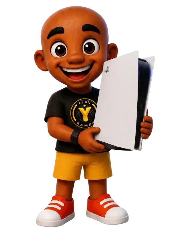 Mascote da CLAN Y GAMER com tema de Videogame